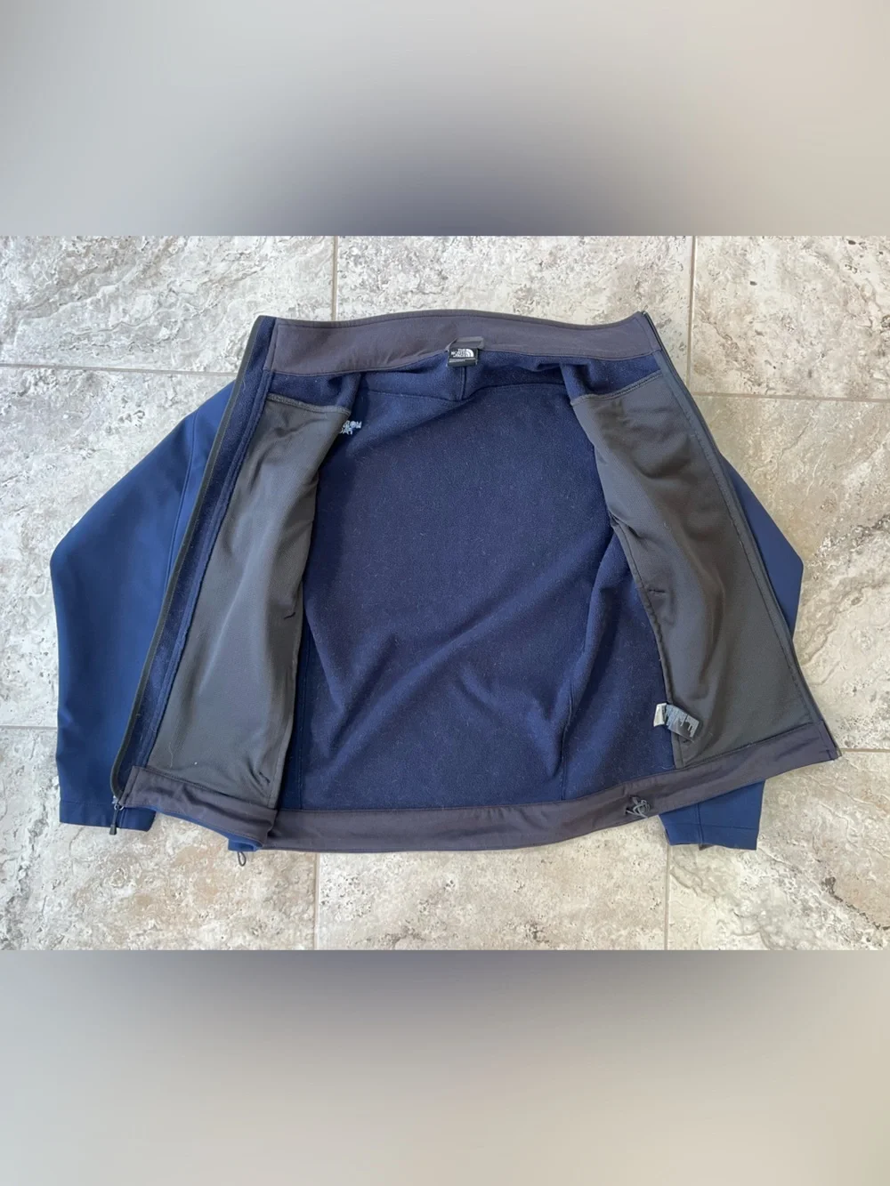 The North Face Zip-Up Soft Shell Chest Logo Jacket Coat  Shady Navy Blue, Small